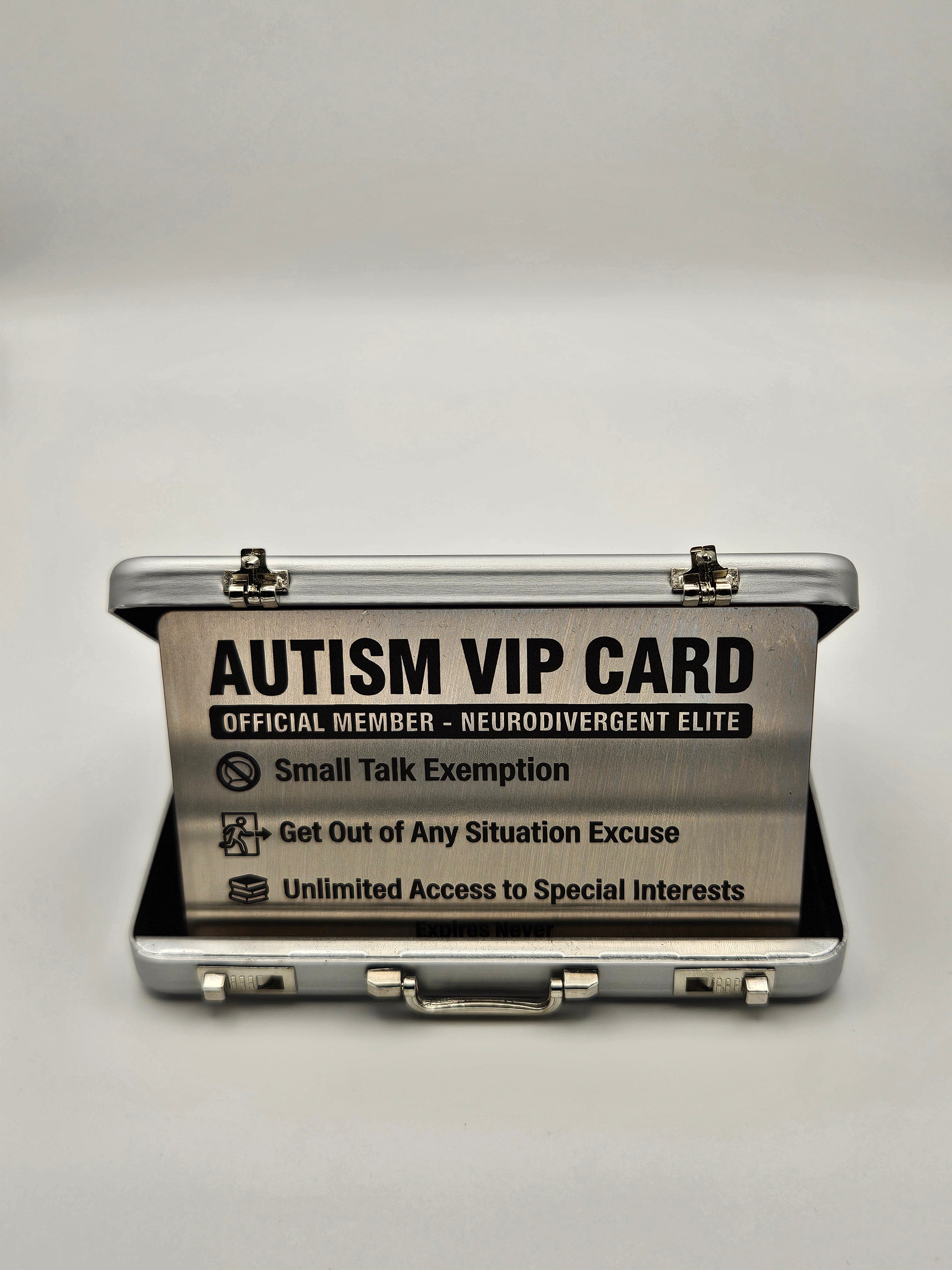 Stainless Steel Autism VIP Card + Mini Briefcase