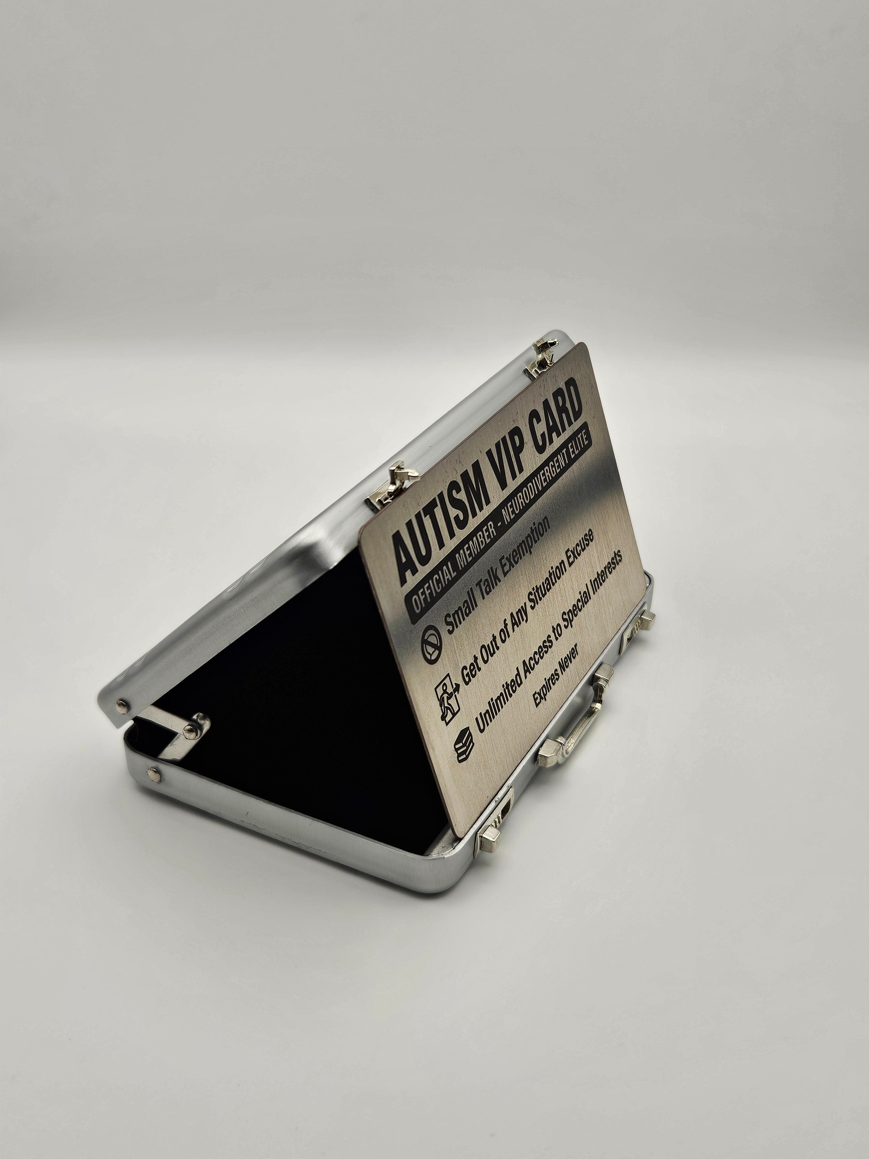 Stainless Steel Autism VIP Card + Mini Briefcase