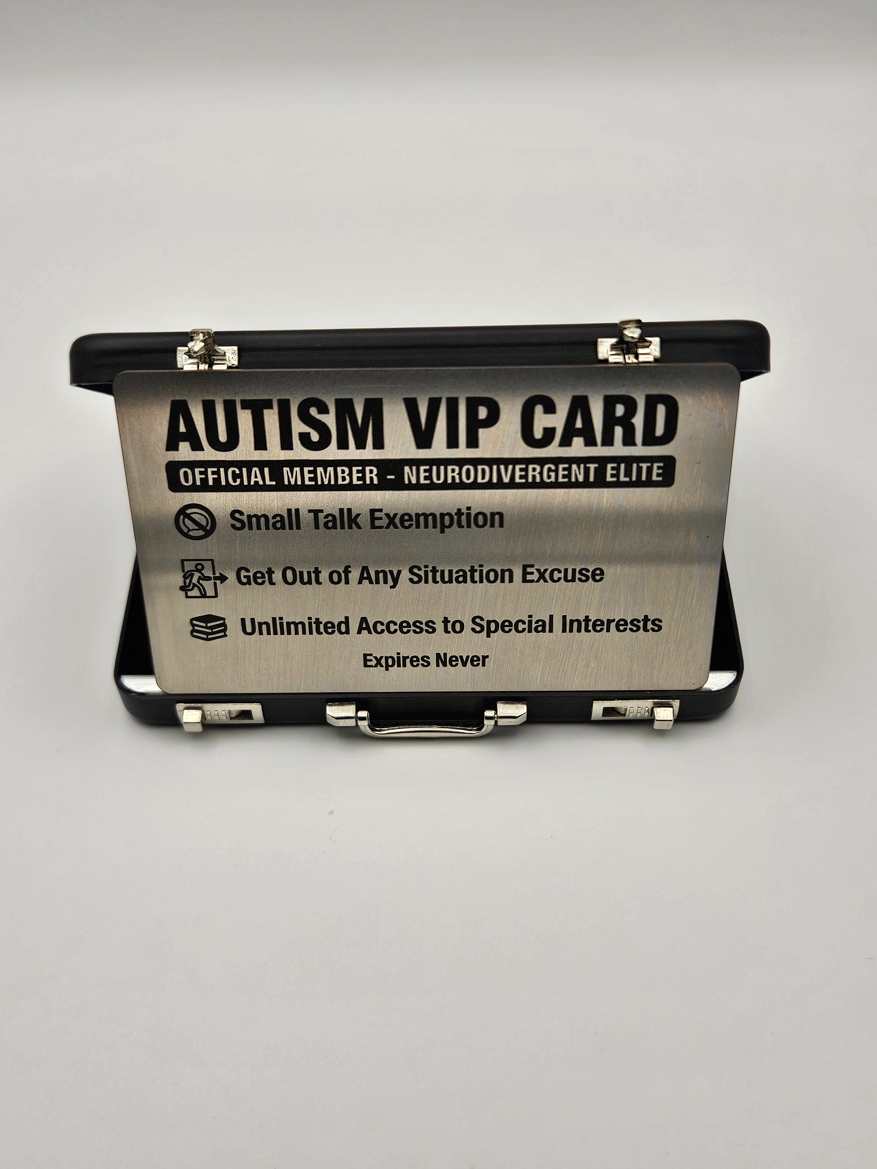 Stainless Steel Autism VIP Card + Mini Briefcase