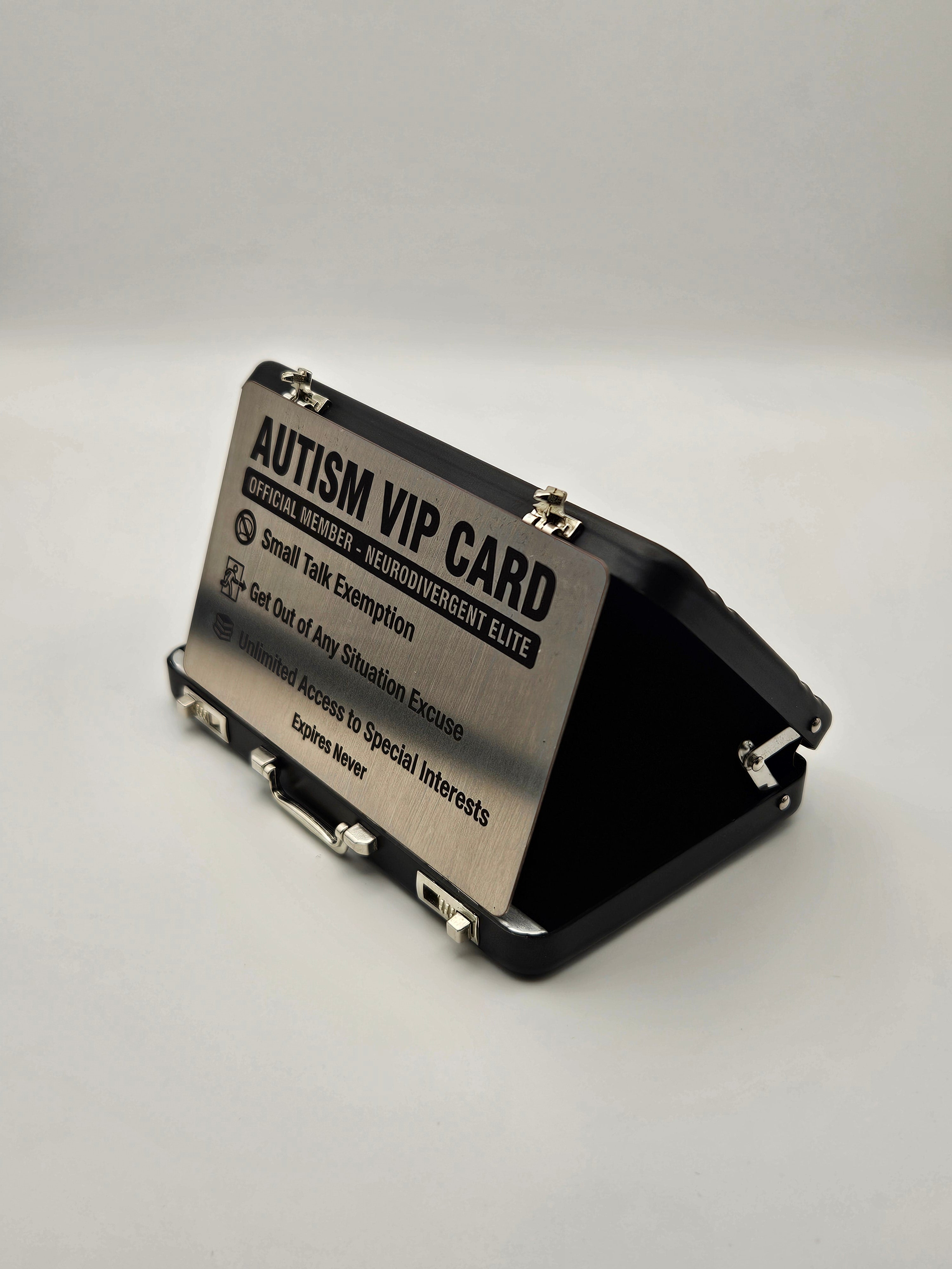 Stainless Steel Autism VIP Card + Mini Briefcase