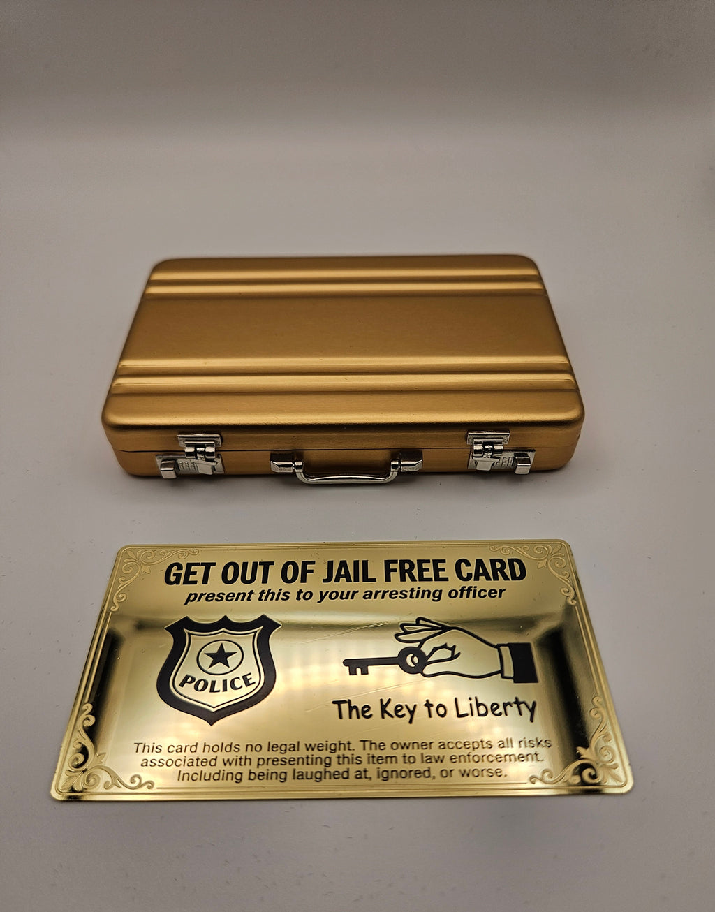 Stainless Steel Get Out of Jail Free Card Brass finish