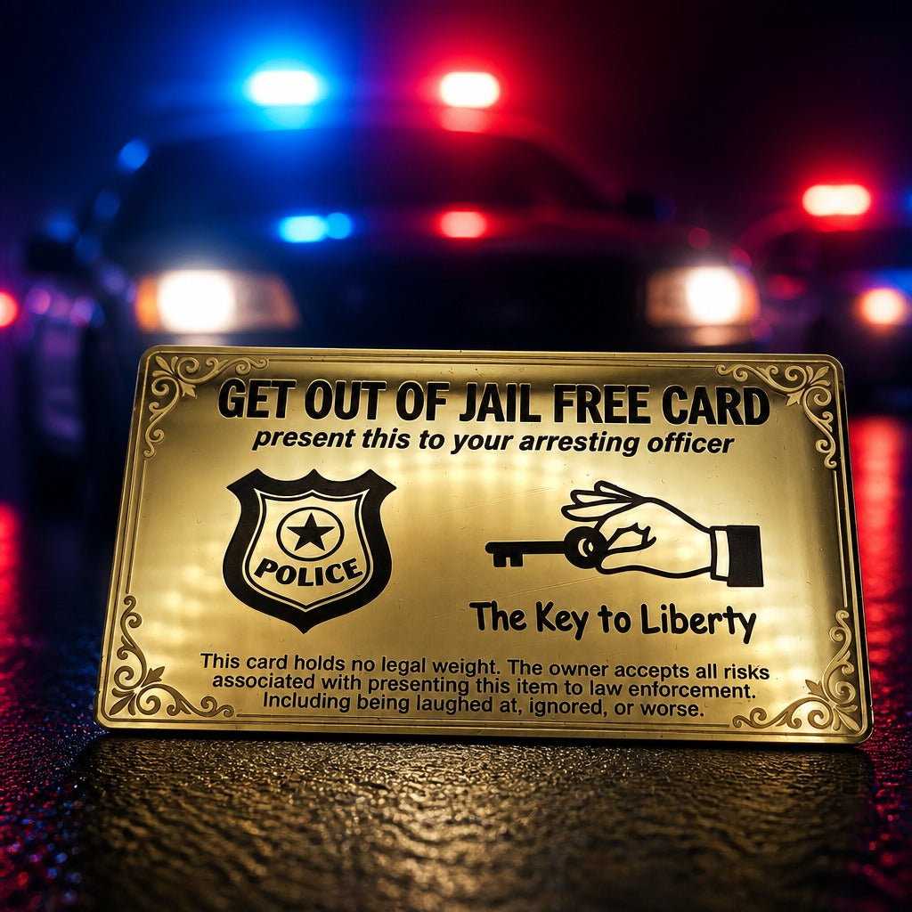 Stainless Steel Get Out of Jail Free Card Brass finish